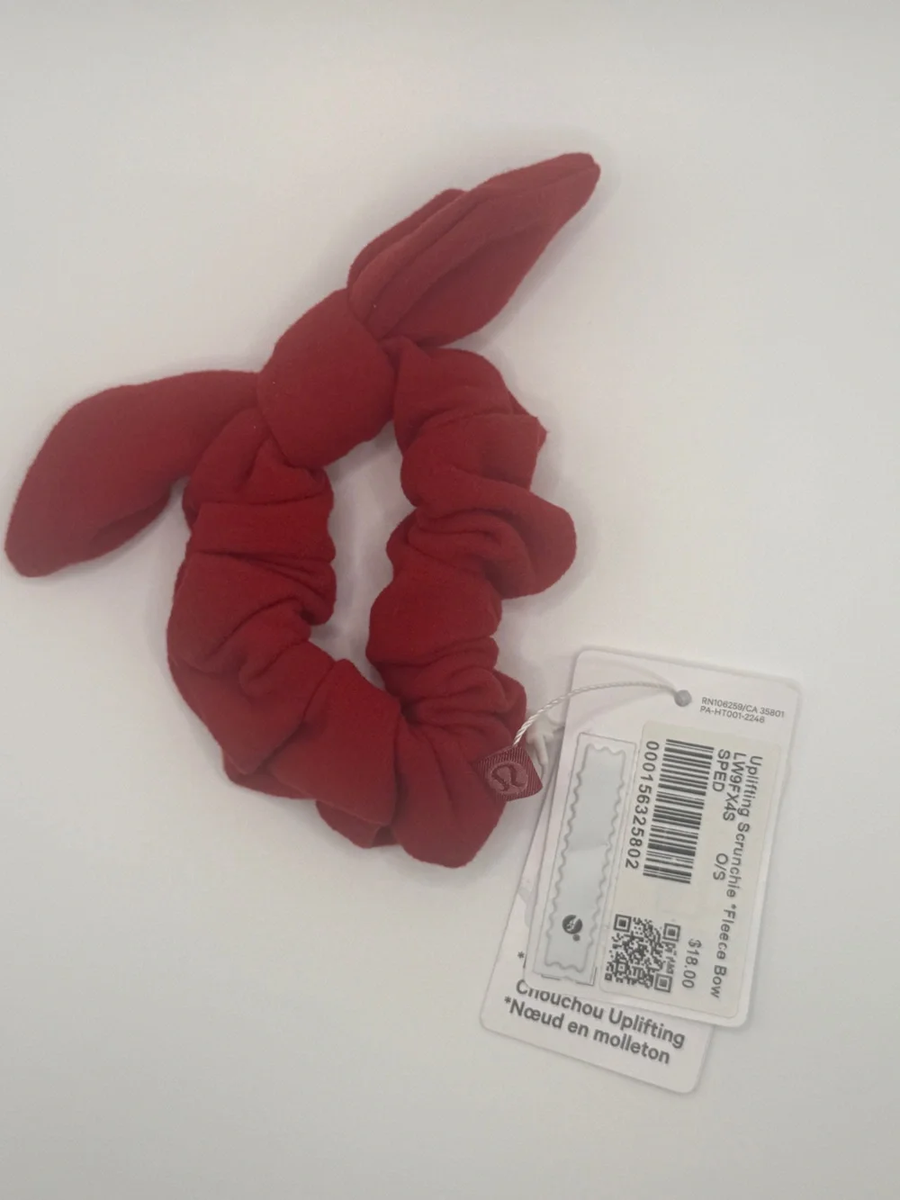 NWT Lululemon Uplifting Scrunchie Fleece Bow Speed Red